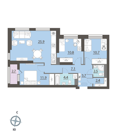 Квартира 80,8 м², 3-комнатная - изображение 1