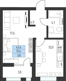 42 м², 1-комнатная квартира 14 402 500 ₽ - изображение 16