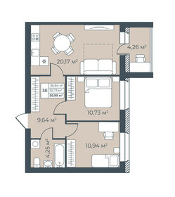 Квартира 60 м², 3-комнатная - изображение 1