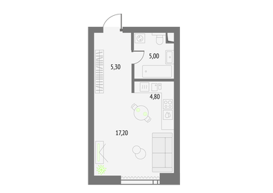 Квартира 32,3 м², студия - изображение 1