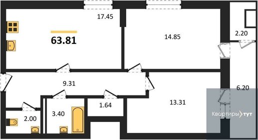 59,8 м², 2-комнатная квартира 6 003 000 ₽ - изображение 6