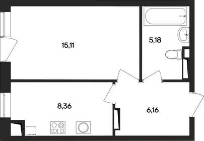 Квартира 34,8 м², 1-комнатная - изображение 1