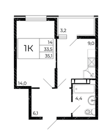 35,1 м², 1-комнатная квартира 4 229 550 ₽ - изображение 10