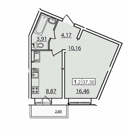 33,4 м², 1-комнатная квартира 5 900 000 ₽ - изображение 1