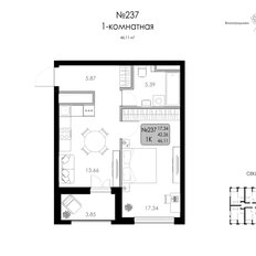 Квартира 46,1 м², 1-комнатная - изображение 2