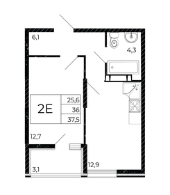 Квартира 37,5 м², 1-комнатная - изображение 1