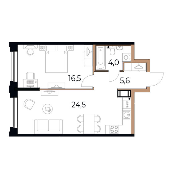 50,6 м², 1-комнатная квартира 7 843 000 ₽ - изображение 1