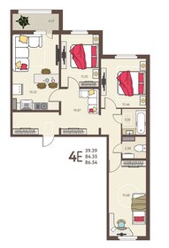 89,5 м², 3-комнатная квартира 6 300 000 ₽ - изображение 73