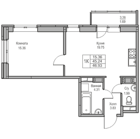 45,2 м², 1-комнатная квартира 8 550 646 ₽ - изображение 20