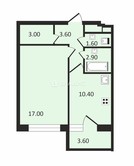 39,6 м², 1-комнатная квартира 7 950 000 ₽ - изображение 1