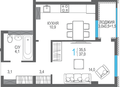 28 м², 1-комнатная квартира 7 500 000 ₽ - изображение 80