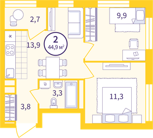 43,6 м², 2-комнатная квартира 6 100 000 ₽ - изображение 22