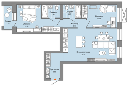 75 м², 3-комнатная квартира 8 474 152 ₽ - изображение 15