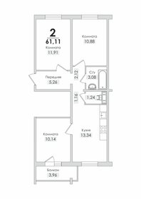 Квартира 61,1 м², 3-комнатная - изображение 1