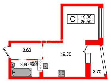 Квартира 26,5 м², студия - изображение 1