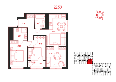 85,4 м², 3-комнатная квартира 8 990 000 ₽ - изображение 40