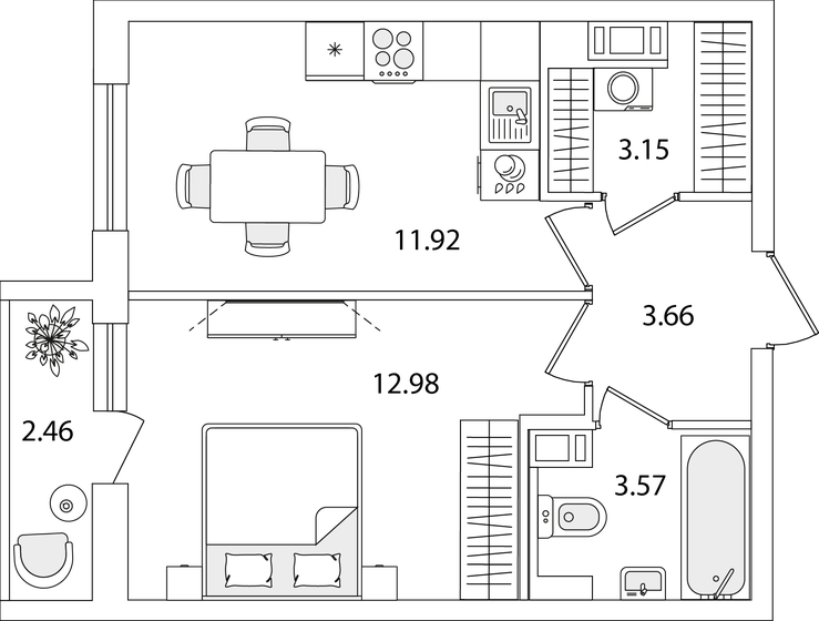 36,5 м², 1-комнатная квартира 9 501 893 ₽ - изображение 1