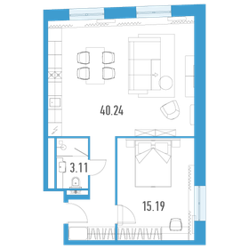 Квартира 58,9 м², 1-комнатные - изображение 1