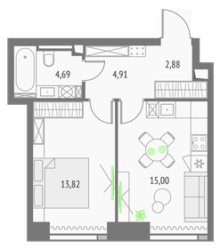 Квартира 41,3 м², 1-комнатная - изображение 1