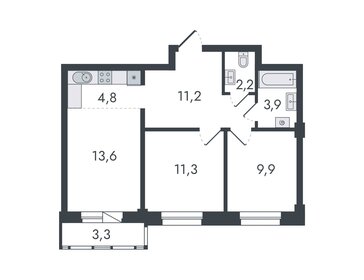 Квартира 60,2 м², 3-комнатная - изображение 1