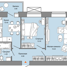 Квартира 53 м², 2-комнатная - изображение 2