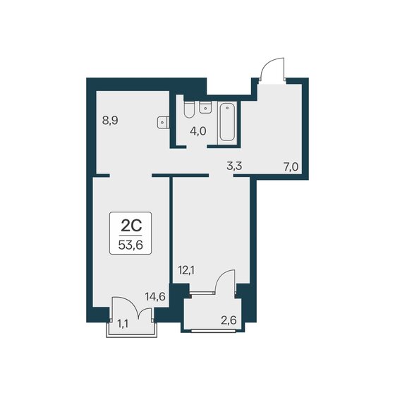 53,6 м², 2-комнатная квартира 11 550 000 ₽ - изображение 1