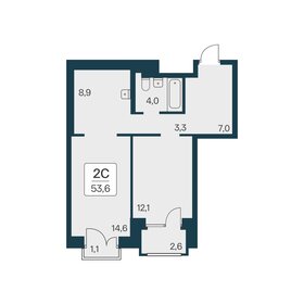 Квартира 53,6 м², 2-комнатная - изображение 1