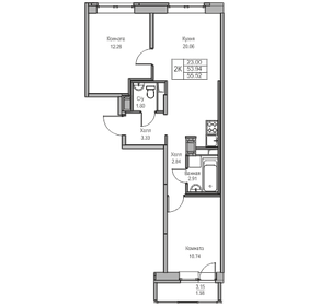 54 м², 2-комнатная квартира 9 400 000 ₽ - изображение 89