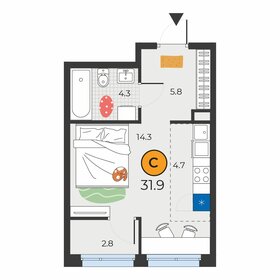 31 м², квартира-студия 5 700 000 ₽ - изображение 17