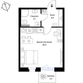 Квартира 29,1 м², студия - изображение 1