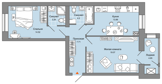 58,6 м², 2-комнатная квартира 8 200 000 ₽ - изображение 106