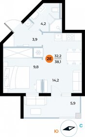 Квартира 38,1 м², 1-комнатные - изображение 1