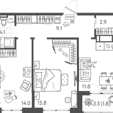 Квартира 59,1 м², 2-комнатная - изображение 2