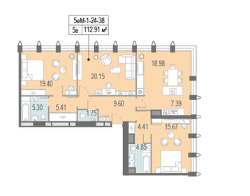 Квартира 114,8 м², 4-комнатная - изображение 1