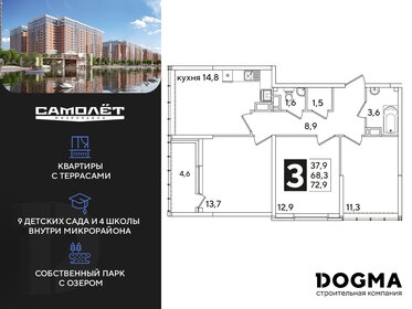 72,8 м², 3-комнатная квартира 12 710 881 ₽ - изображение 32