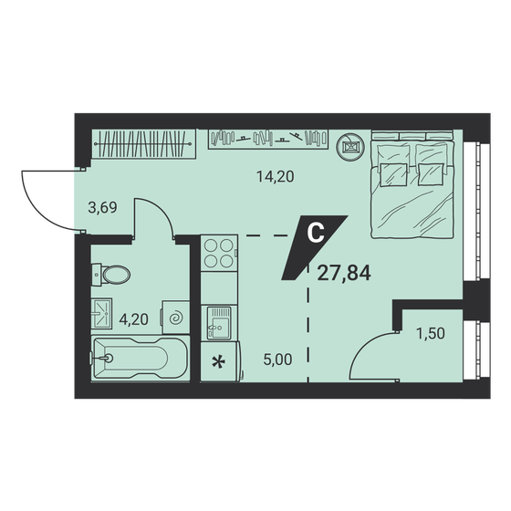 27,8 м², квартира-студия 3 925 440 ₽ - изображение 33