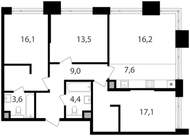 Квартира 87,5 м², 3-комнатная - изображение 1