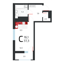 22,3 м², квартира-студия 4 850 000 ₽ - изображение 141