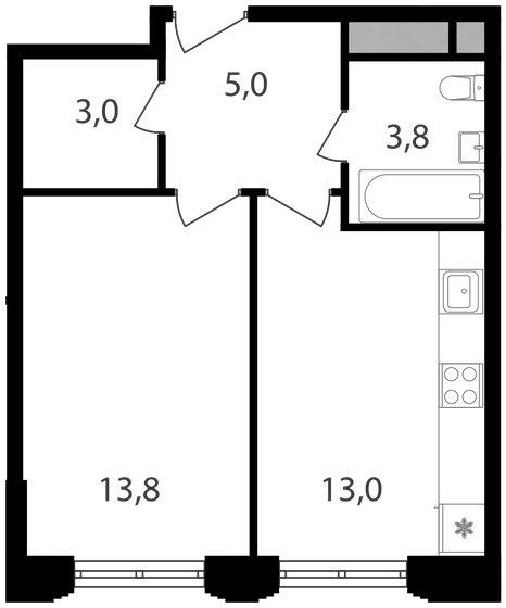 38,6 м², 1-комнатные апартаменты 9 873 880 ₽ - изображение 1