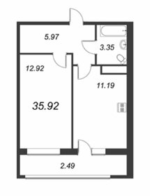 Квартира 35,9 м², 1-комнатная - изображение 1