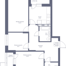 Квартира 75,3 м², 3-комнатная - изображение 2