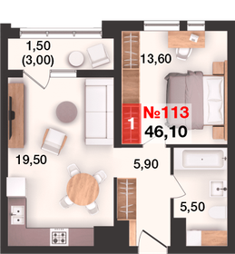 45,8 м², 1-комнатная квартира 5 175 400 ₽ - изображение 10