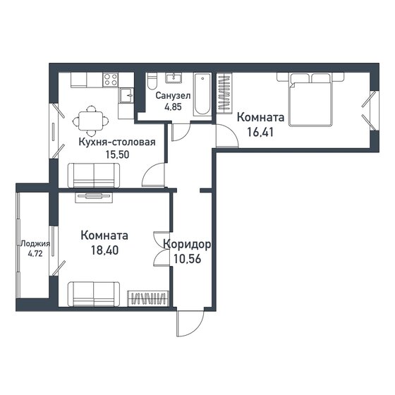 65,5 м², 2-комнатная квартира 9 112 500 ₽ - изображение 19