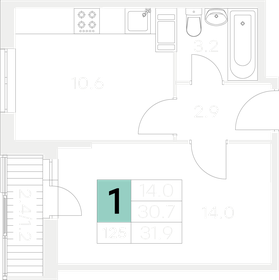 31,9 м², 1-комнатная квартира 4 453 240 ₽ - изображение 16