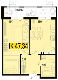 Квартира 47,3 м², 1-комнатная - изображение 1