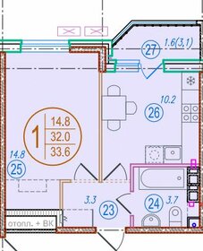 Квартира 33,6 м², 1-комнатная - изображение 1