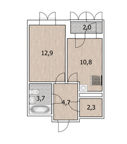 Квартира 35,4 м², 1-комнатная - изображение 1