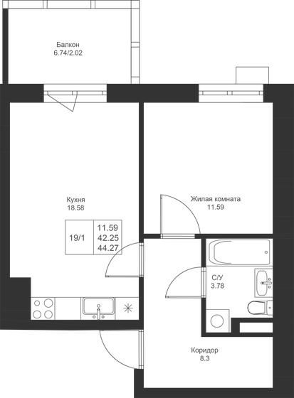 54,7 м², 1-комнатная квартира 9 860 000 ₽ - изображение 69