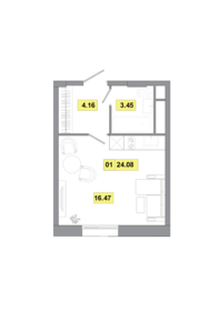 Квартира 24,1 м², 1-комнатная - изображение 1