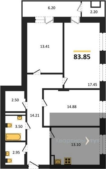 83,9 м², 3-комнатная квартира 10 494 400 ₽ - изображение 1